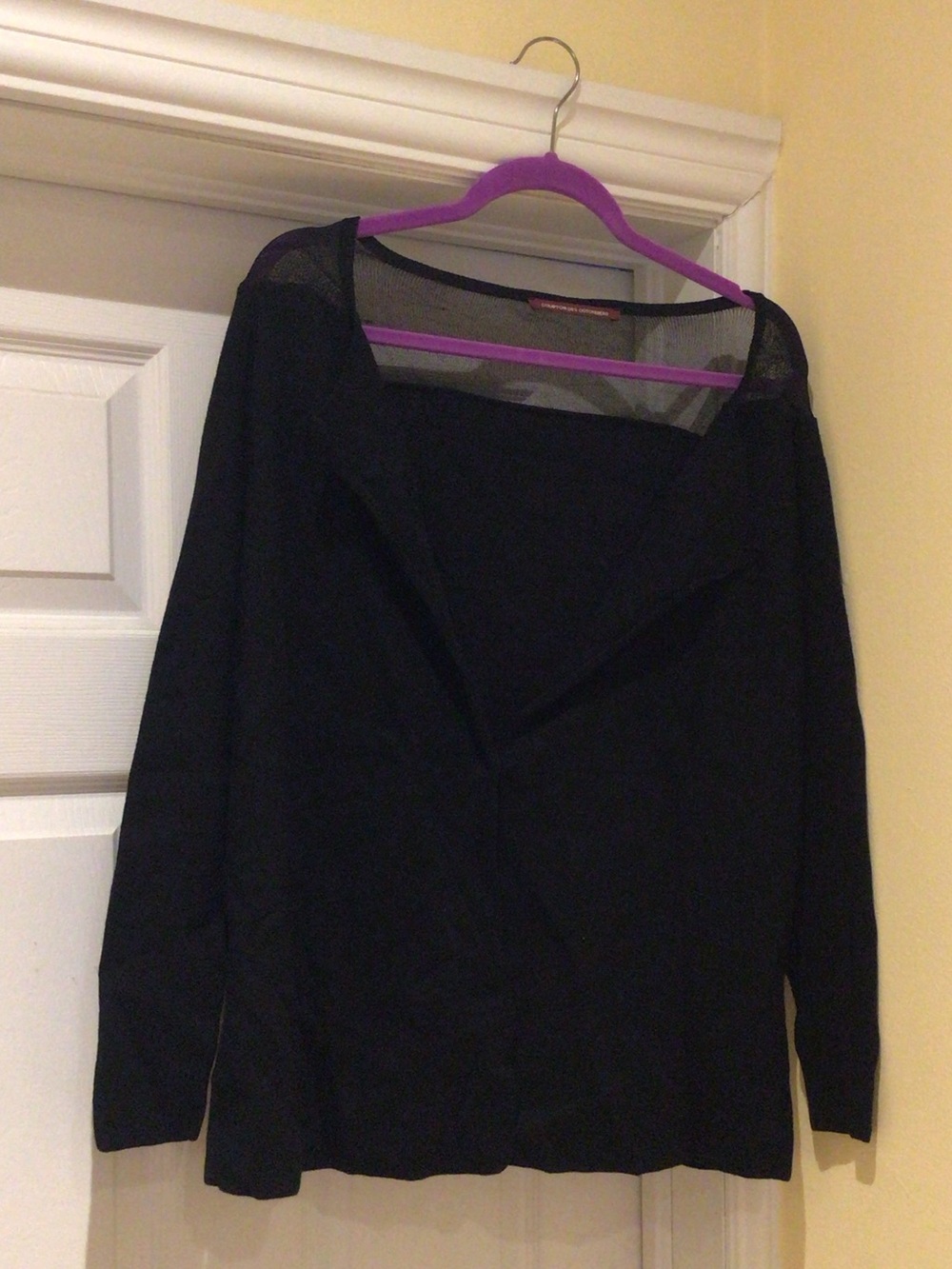 Comptoir Des Cotonniers Black Cardigan with Mesh details 100% Wool